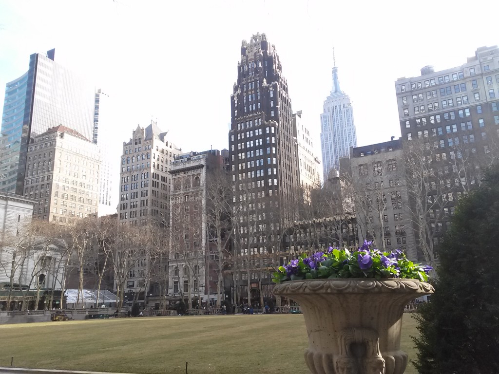 The lawn at Bryant Park in early spring